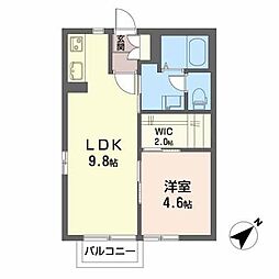 ルクエンス春日 1LDKの間取図画像