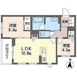 オルトペディアA 2LDKの間取図画像
