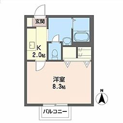 シャーメゾンM 1Kの間取図画像