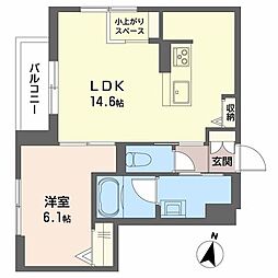 弓張月 上杉 1LDKの間取図画像