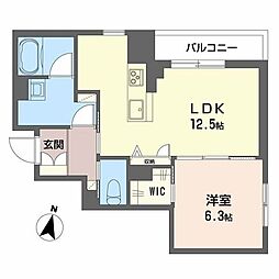 弓張月 上杉 1LDKの間取図画像