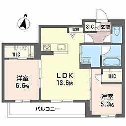 弓張月 上杉 2LDKの間取図画像