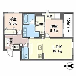 THE GARDEN 八幡 2LDKの間取図画像