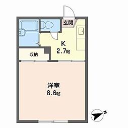 クレストコート 1Kの間取図画像