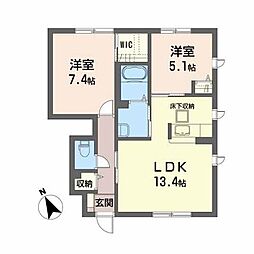 サニーコート・サトウB 2LDKの間取図画像
