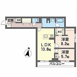 BEREO大町 2LDKの間取図画像