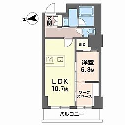 ナナアーク荒町 1LDKの間取図画像
