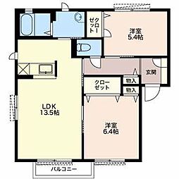 プライムステージB 2LDKの間取図画像