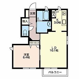 ルミエールブランシェ 1LDKの間取図画像