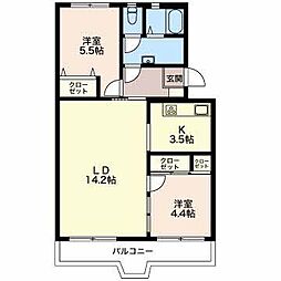 アルカディアマンション 2LDKの間取図画像