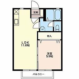 セフィラ権現谷A 1LDKの間取図画像