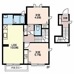 アミティエB 2LDKの間取図画像