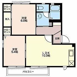 バリュージュ桜台C 2LDKの間取図画像