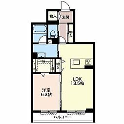 クレストヒル見付 1LDKの間取図画像