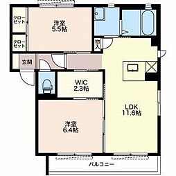 ジェルメ 2LDKの間取図画像