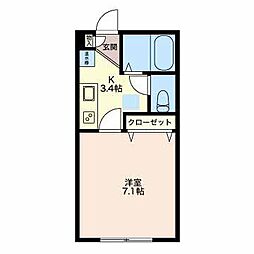 ベルテ米山 1Kの間取図画像