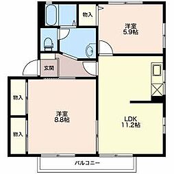 モンアミA 2LDKの間取図画像