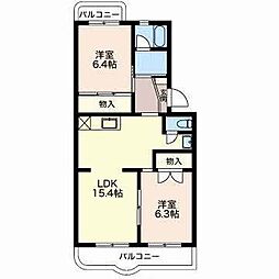 キャッスルS.S 2LDKの間取図画像