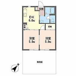 フレグランスてんま 2DKの間取図画像