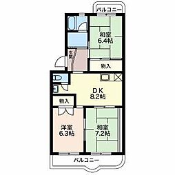キャッスルS.S 3DKの間取図画像