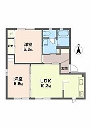 ハピネス・21 2LDKの間取図画像