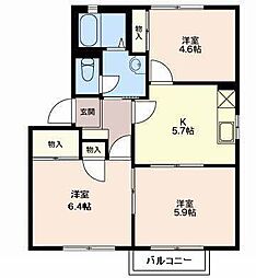 こすもすD 3Kの間取図画像