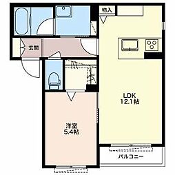 HARE 1LDKの間取図画像