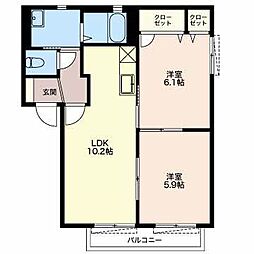 グランベール 2LDKの間取図画像