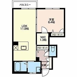グランド・シャリオB棟 1LDKの間取図画像