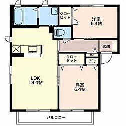 プランドール 2LDKの間取図画像