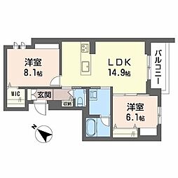 ヴィアソーレ 2LDKの間取図画像