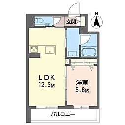 ウイングズドエル 1LDKの間取図画像