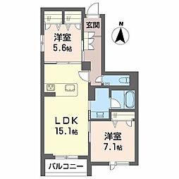 シャトーグラン 2LDKの間取図画像