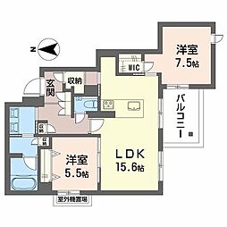 エクラージュ花町 2LDKの間取図画像