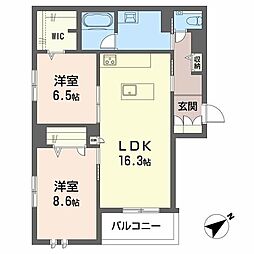エクラージュ覚王山 2LDKの間取図画像