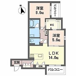 NGE金山プルミエ 2LDKの間取図画像