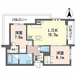 シャーメゾン国府宮駅前 2LDKの間取図画像