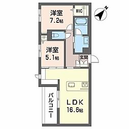 シャーメゾン伊藤 2LDKの間取図画像