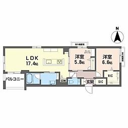 パストラルカーサ 2LDKの間取図画像