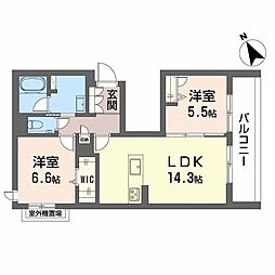 KAWANA TERRACE(カワナ テラス) 2LDKの間取図画像