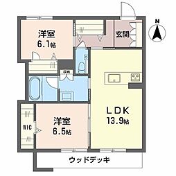 リーベン メーア 2LDKの間取図画像