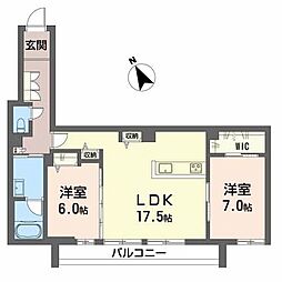 ハイラエトス 2LDKの間取図画像