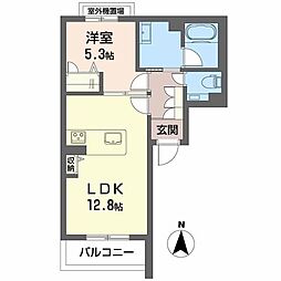 ノイエブリュッケ 1LDKの間取図画像