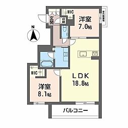 ファミール夜寒 2LDKの間取図画像