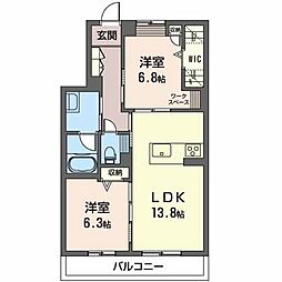 ドラセナテラス 2LDKの間取図画像