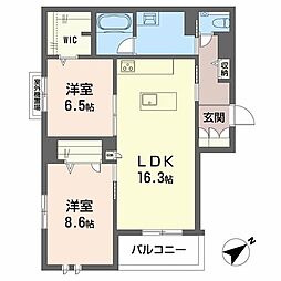 エクラージュ覚王山 2LDKの間取図画像
