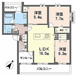 コンフォート勝川 3LDKの間取図画像