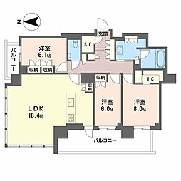 グランドメゾン名駅三丁目 3LDKの間取図画像