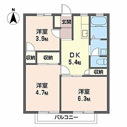サンシティ大石A 3DKの間取図画像
