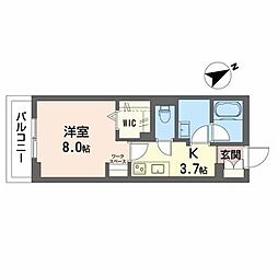 グランメゾン浜松 1Kの間取図画像